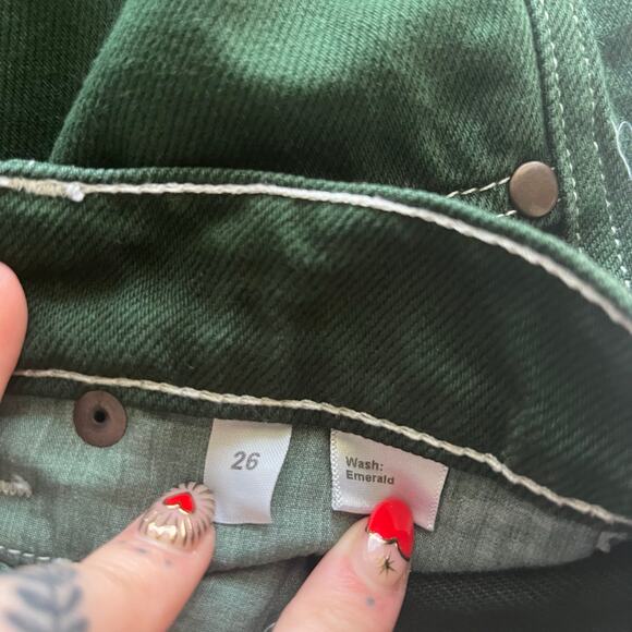 Reformation Cowboy High Rise Straight Leg Jeans Emerald Green Size 26 - Picture 7 of 7